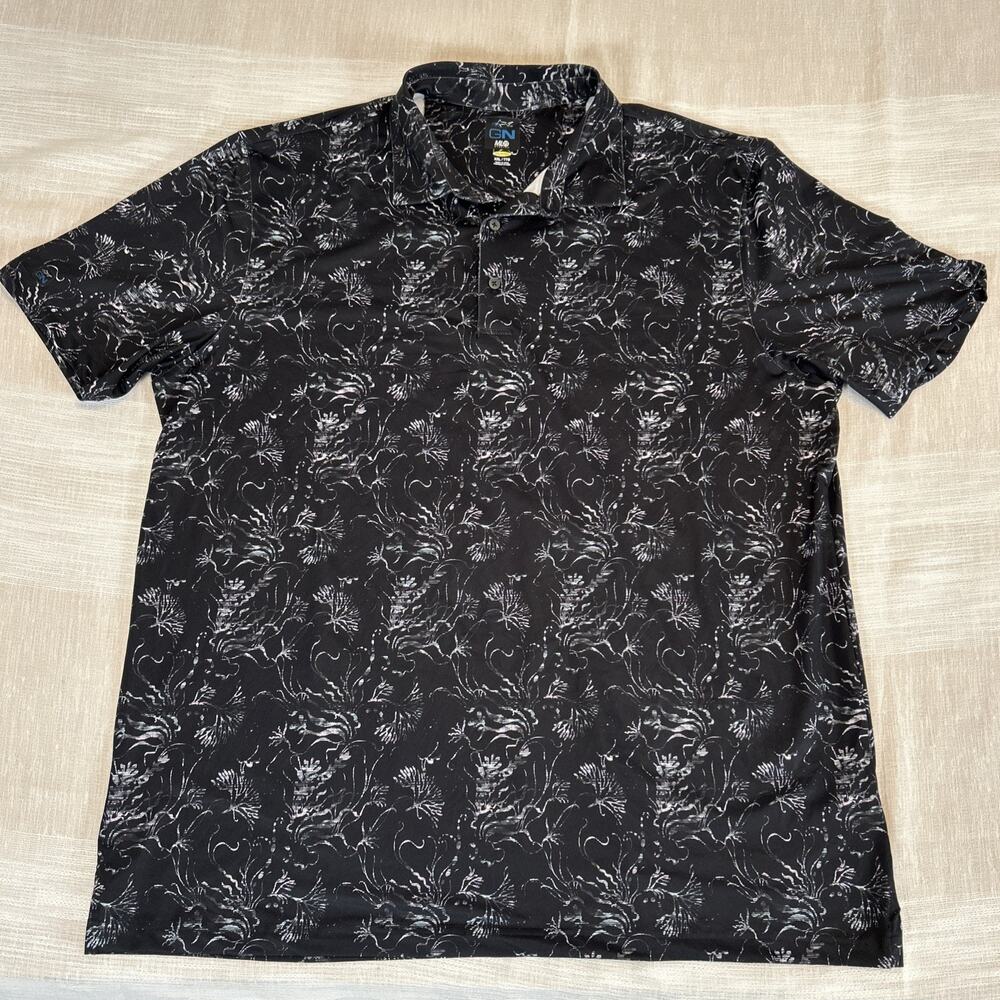 Greg Norman GN ML75 Undersea Men's XXL‎ Golf Polo Shirt Black Multi color 2X